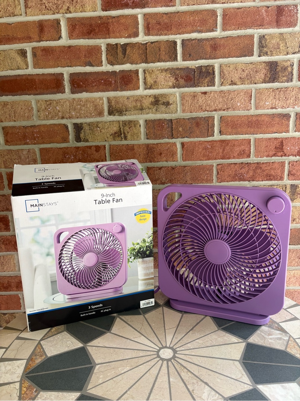 Mainstays Purple Portable Square Table Fan